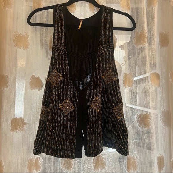Free People Black Beaded Vest - Picture 3 of 8